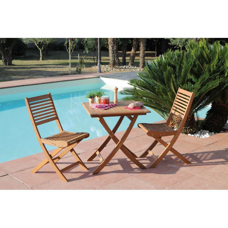 Table pliante de jardin en bois 2 personnes - SOPHIE aspect teck - Alizé