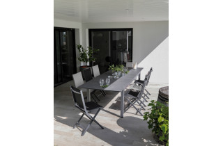 Table de jardin extensible en aluminium et HPL 10-12 personnes - TAHAA graphite - Alizé