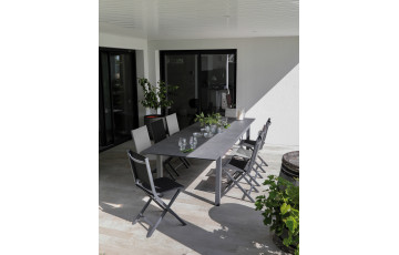 Table de jardin extensible en aluminium et HPL 10-12 personnes - TAHAA graphite - Alizé