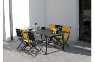 Table de jardin en aluminium et céramique 8 personnes - CASPAR graphite - Alizé