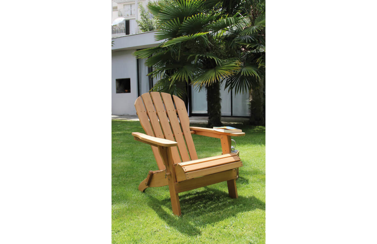 Fauteuil de jardin pliant en bois - ADIRONDAC aspect teck - Alizé