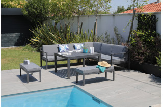 Salon de jardin bas multi-positions en aluminium 6-8 personnes - ROYAN II gris - ProLoisirs