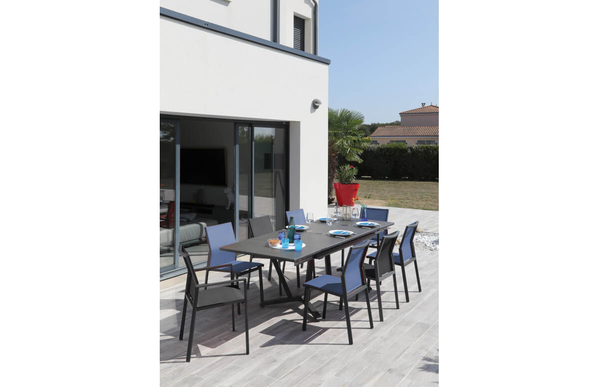 Table de jardin extensible en aluminium et céramique 6-10 personnes - VITA graphite - ProLoisirs