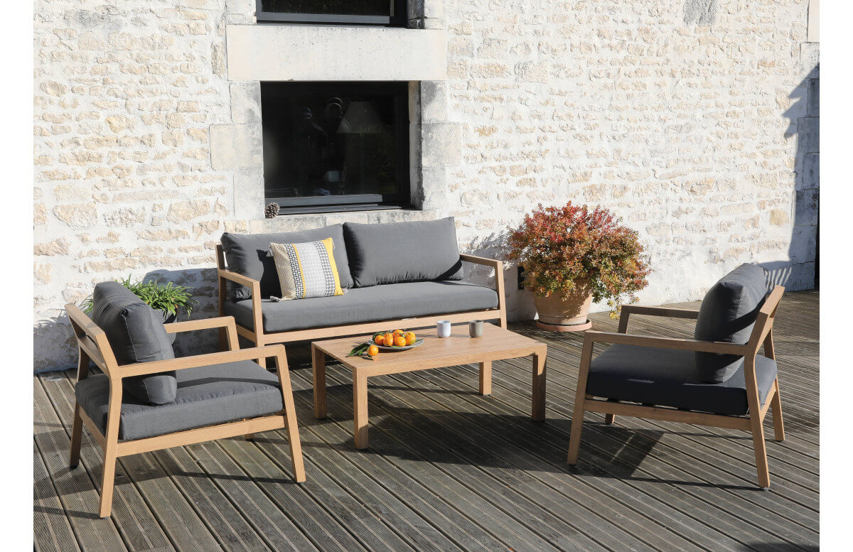 Salon de jardin bas empilable en aluminium 4 personnes - NEBRASKA - ProLoisirs