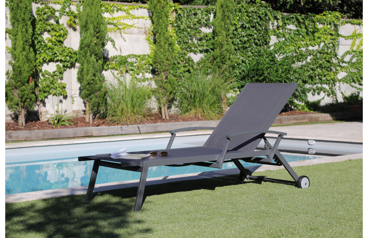Bain de soleil à roulettes empilable en aluminium - FLORENCE - ProLoisirs Bain de soleil à roulettes empilable en aluminium - FLORENCE - ProLoisirs