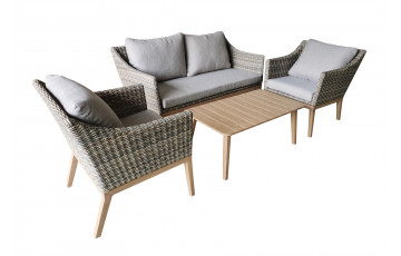 Salon de jardin bas en aluminium 4 personnes - Vigo II naturel - ProLoisirs