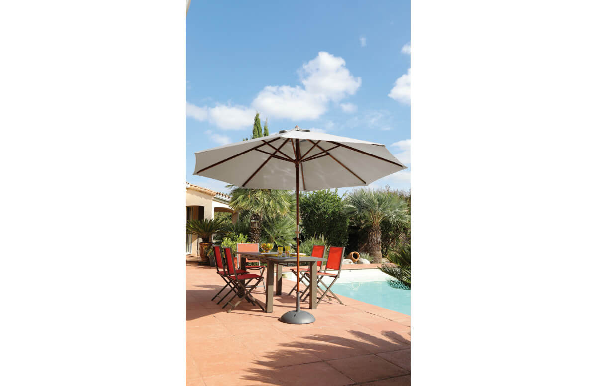 Parasol de jardin rond en bois et polyester - ProLoisirs