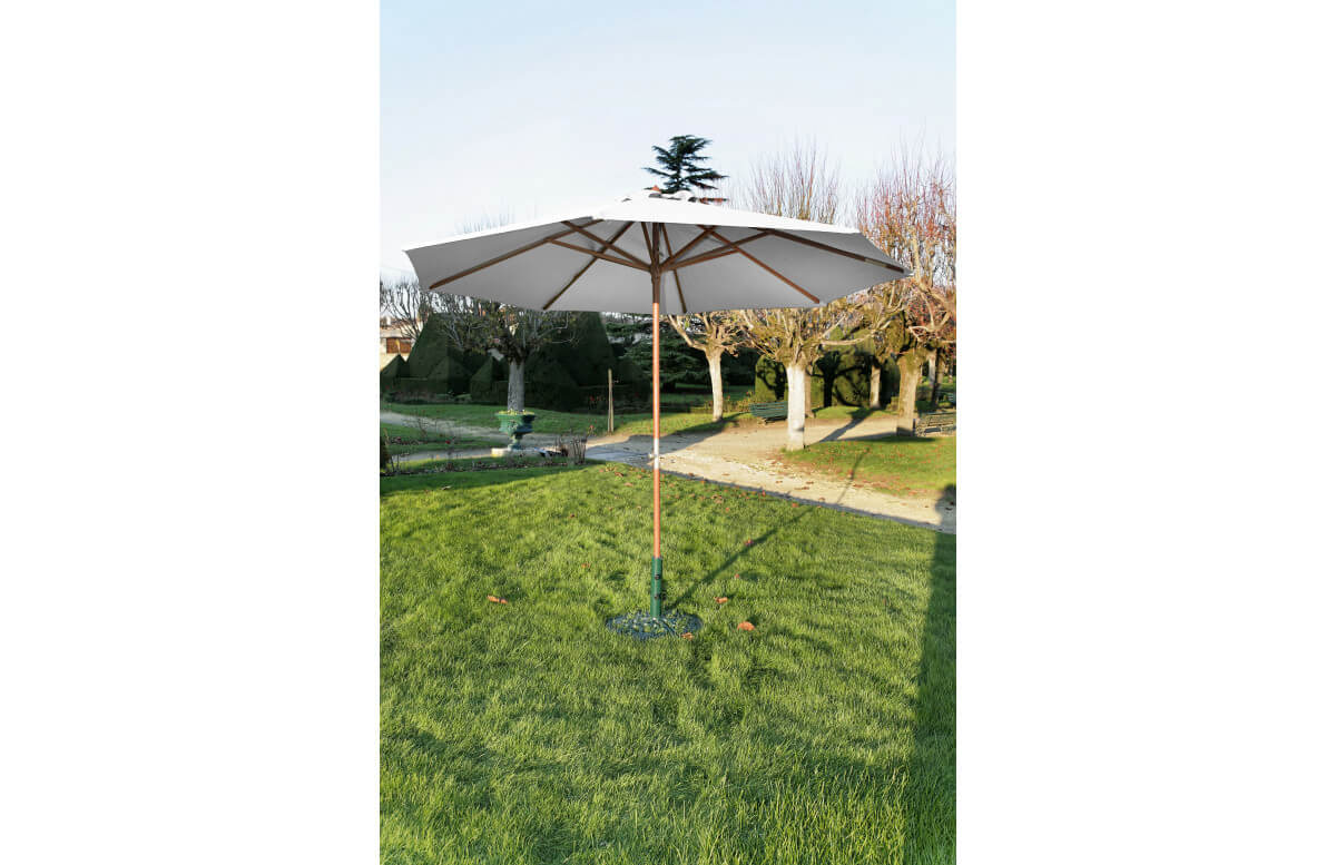 Parasol de jardin rond en bois et polyester - ProLoisirs