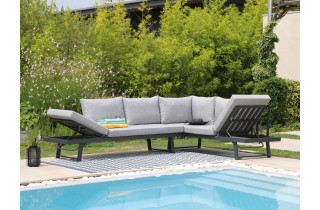 Bain de soleil pliant en aluminium 3 personnes - MODULO graphite - ProLoisirs