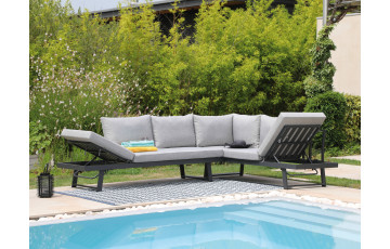 Bain de soleil pliant en aluminium 3 personnes - MODULO graphite - ProLoisirs