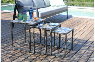 Table gigogne de jardin empilable en aluminium gris - ProLoisirs