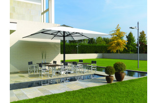 Parasol de jardin géant téléscopique carré 4x4 en aluminium Adone - Crema Outdoor