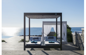 Lit de jardin balinaise multi-positions 2 personne en aluminium Afrodite - Crema Outdoor