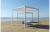 Pergola 3X3 en aluminium avec toit ajouré et tissu PVC ombrageant coulissant Leucos - Crema Outdoor