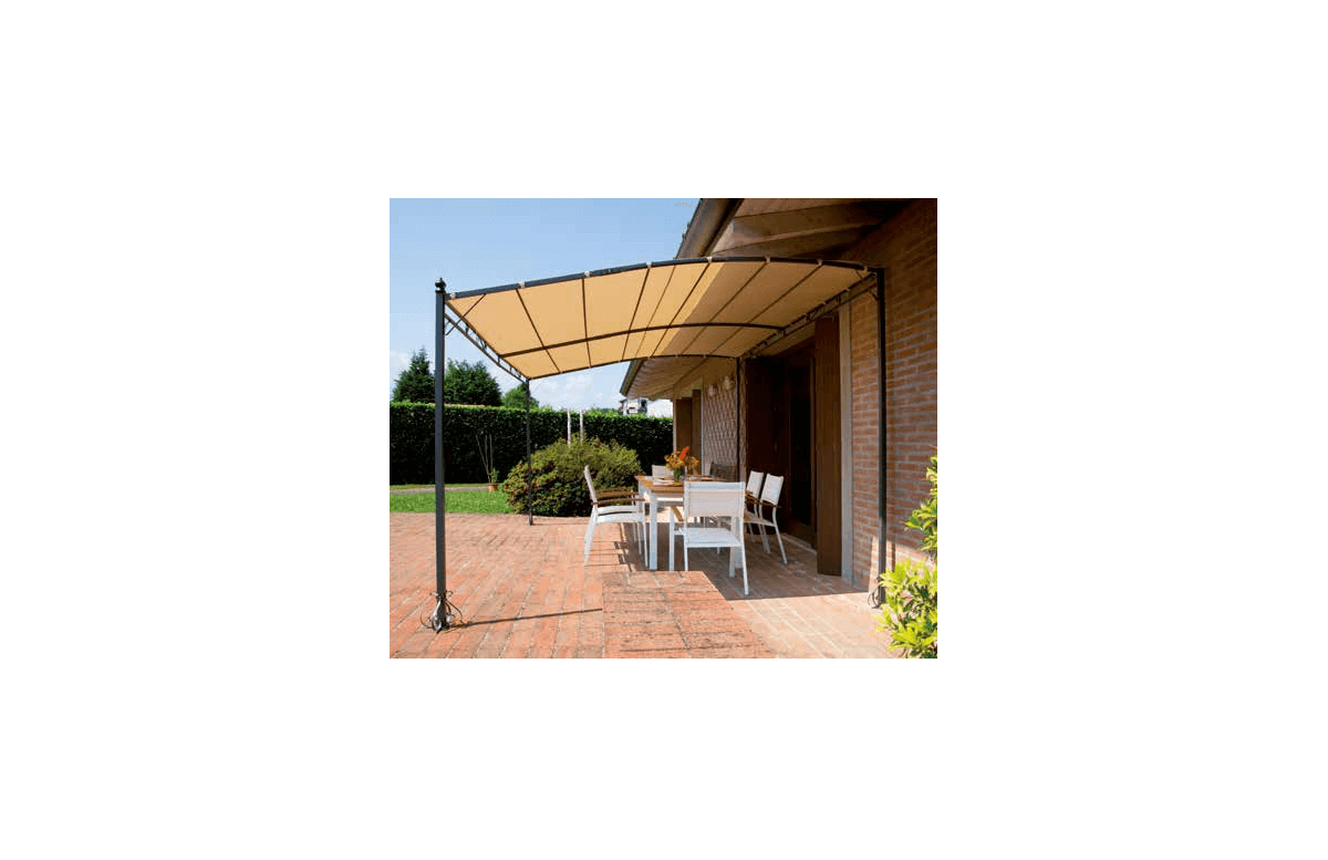 Pergola adossée en acier et toit polyester 4x3 - Mon Jardin Cosy