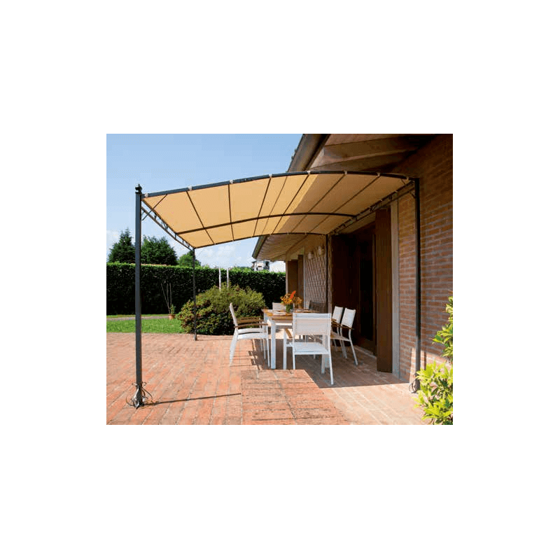 Pergola adossée en acier et toit polyester 4x3 - Mon Jardin Cosy