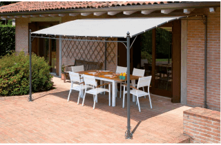 Pergola adossée en acier et toit polyester 3X2,5 - Mon Jardin Cosy