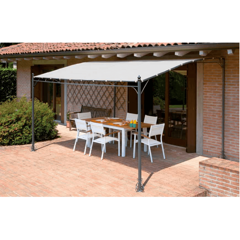 Pergola adossée en acier et toit polyester 3X25 - Mon Jardin Cosy