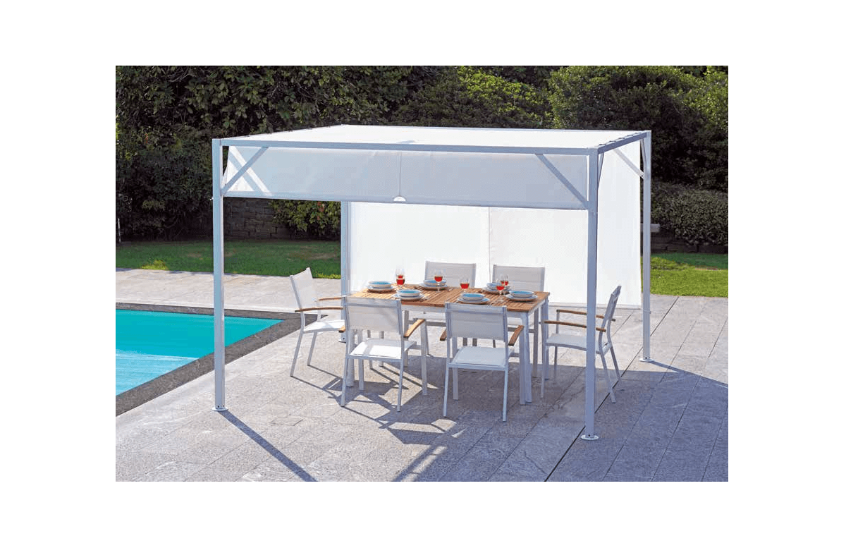 Pergola à toit coulissant en acier 3X3 - Mon Jardin Cosy