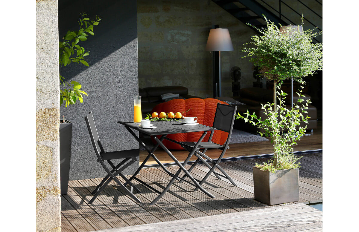 Ensemble table pliante et chaises pliantes en aluminium et textilène 4 personnes - Lorita/Dream - Alizé Ensemble table pliante et chaises pliantes en aluminium et textilène 4 personnes - Lorita/Dream - Alizé