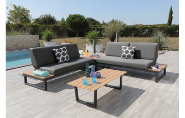 Salon de jardin bas en aluminium 4-6 personnes - STATEN graphite - ProLoisirs