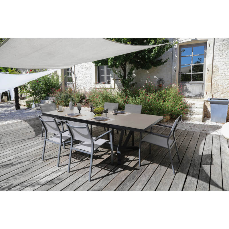 Table de jardin Barcelona carrée extensible aluminium - Proloisirs.
