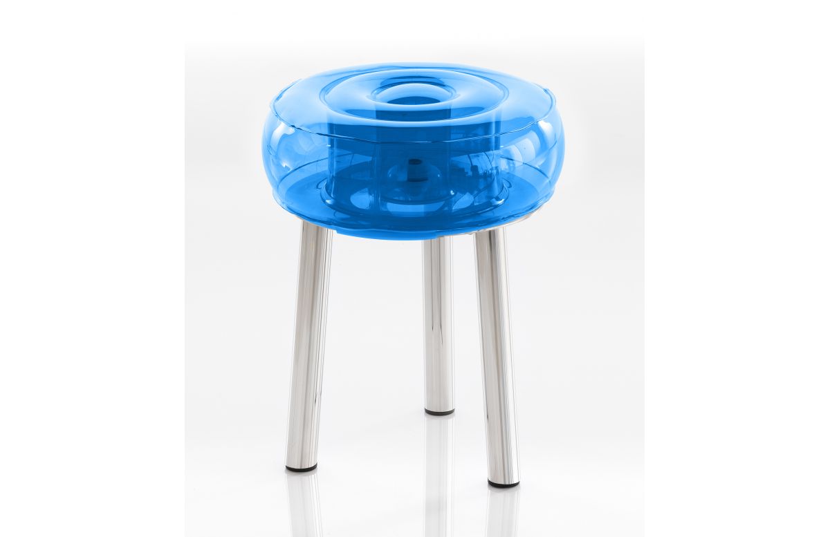 Tabouret gonflable extérieur FLOOFY inox miroir et TPU - Mojow Design