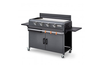 Plancha gaz 4 brûleurs Lola inox sur chariot Brasero