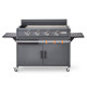 Plancha gaz 4 brûleurs Lola inox sur chariot Brasero