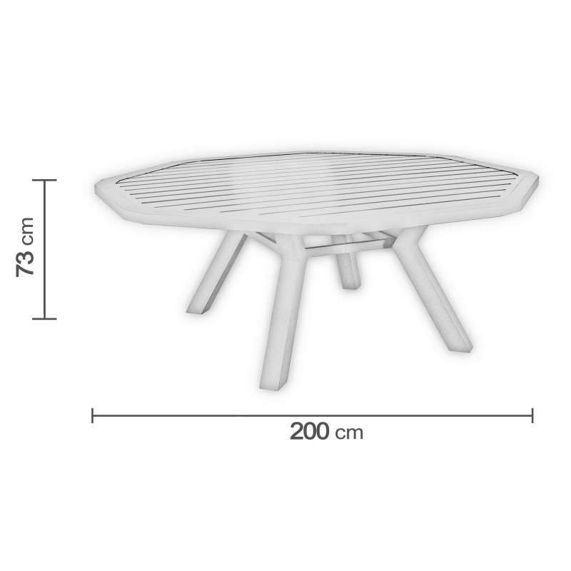 Table à manger COPACABANA 8 personnes octogonale en aluminium-Hevea