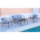 Salon de jardin SET BERMUDAS 4 personnes empilable en aluminium et Dralon-Hevea