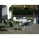 Table triangulaire salon de jardin 6 personnes en aluminium et Krion - Everest - blanche - Hevea