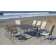 Ensemble table et fauteuils de jardin Palma extensible 8 personnes en aluminium, HPL et DralonLux - Hevea