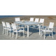 Ensemble table et fauteuils de jardin Palma 8 personnes en aluminium, HPL et textilène - Hevea