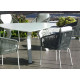 Ensemble table triangulaire et fauteuils de jardin 6 personnes en aluminium et Krion - Everest/tulip - blanc - Hevea