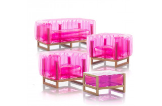 Salon de jardin gonflable avec table basse YOMI EKO bois et TPU - Mojow Design