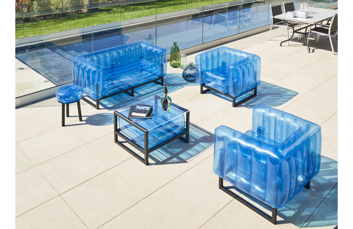 Salon de jardin gonflable avec table basse YOMI EKO aluminium et TPU - Mojow Design