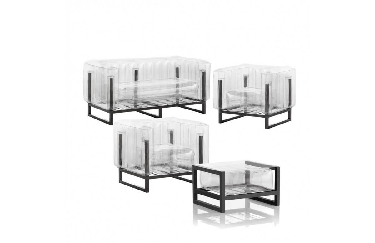 Salon de jardin gonflable avec table basse YOMI EKO aluminium et TPU - Mojow Design