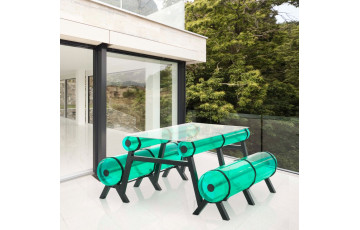 Table de jardin gonflable ZIBA 6 personnes en aluminium et PVC - Mojow Design