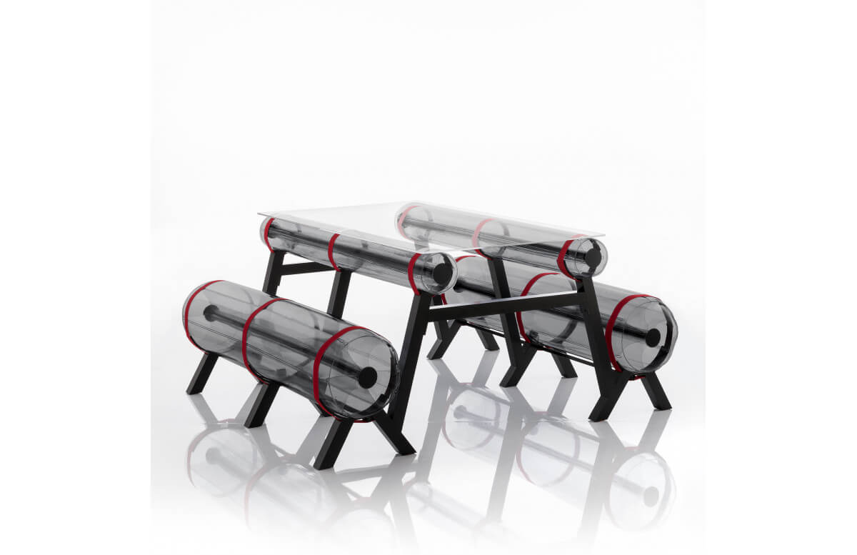 Table de jardin gonflable ZIBA 6 personnes en aluminium et PVC - Mojow Design