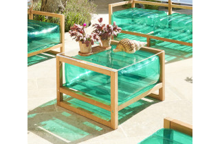 Table basse de jardin gonflable YOKO EKO en bois et TPU - Mojow Design