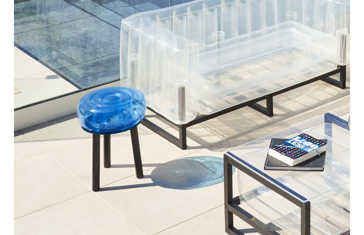 Tabouret de jardin gonflable FLOOFY aluminium et TPU - Mojow Design