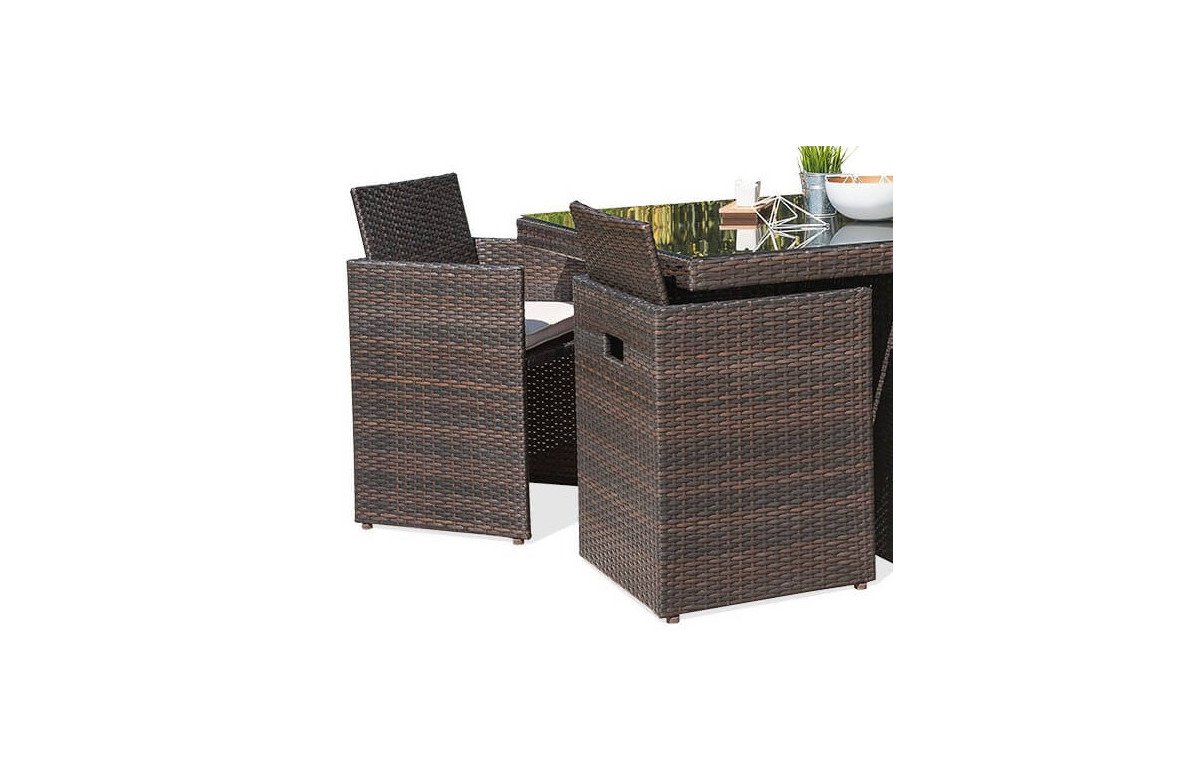 Lot de 2 Fauteuils salon de jardin en résine tressée encastrable DCB Garden chocolat Lot de 2 Fauteuils salon de jardin en résine tressée encastrable DCB Garden chocolat