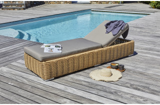 Bain de soleil de jardin BORABORA en résine tressée PARIS GARDEN Marron