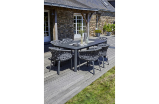 Ensemble table et chaises de jardin en aluminium et céramique CAMARGUE 6 personnes PARIS GARDEN Gris Anthracite