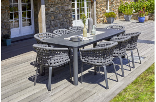 Ensemble table et chaises de jardin en aluminium et céramique CAMARGUE 8 personnes PARIS GARDEN Gris Anthracite