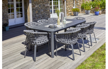 Ensemble table et chaises de jardin en aluminium et céramique CAMARGUE 8 personnes PARIS GARDEN Gris Anthracite