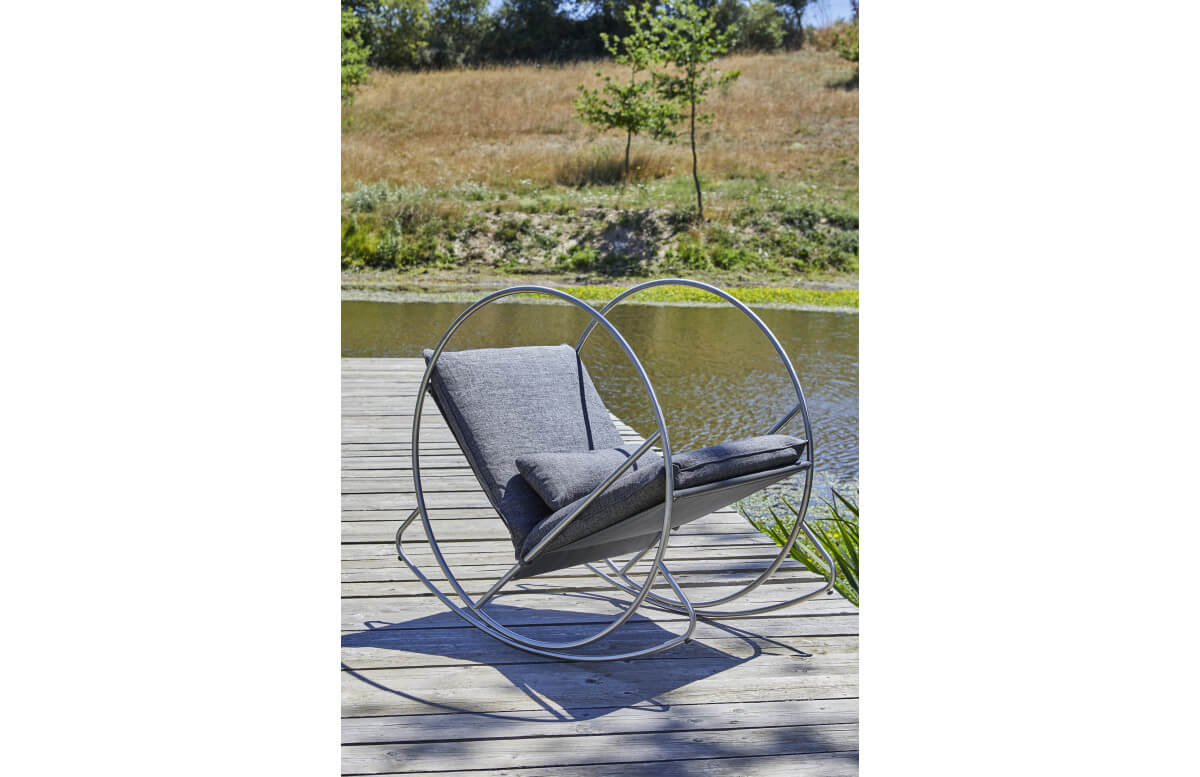 Rocking Chair balancier CAPRERA en textilène et inox DCB GARDEN Gris