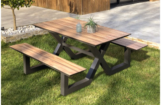 Table salon de jardin en aluminium et HPL pour 4 personnes Paris Garden VANCOUVER anthracite