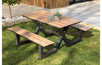 Table salon de jardin en aluminium et HPL pour 4 personnes Paris Garden VANCOUVER anthracite